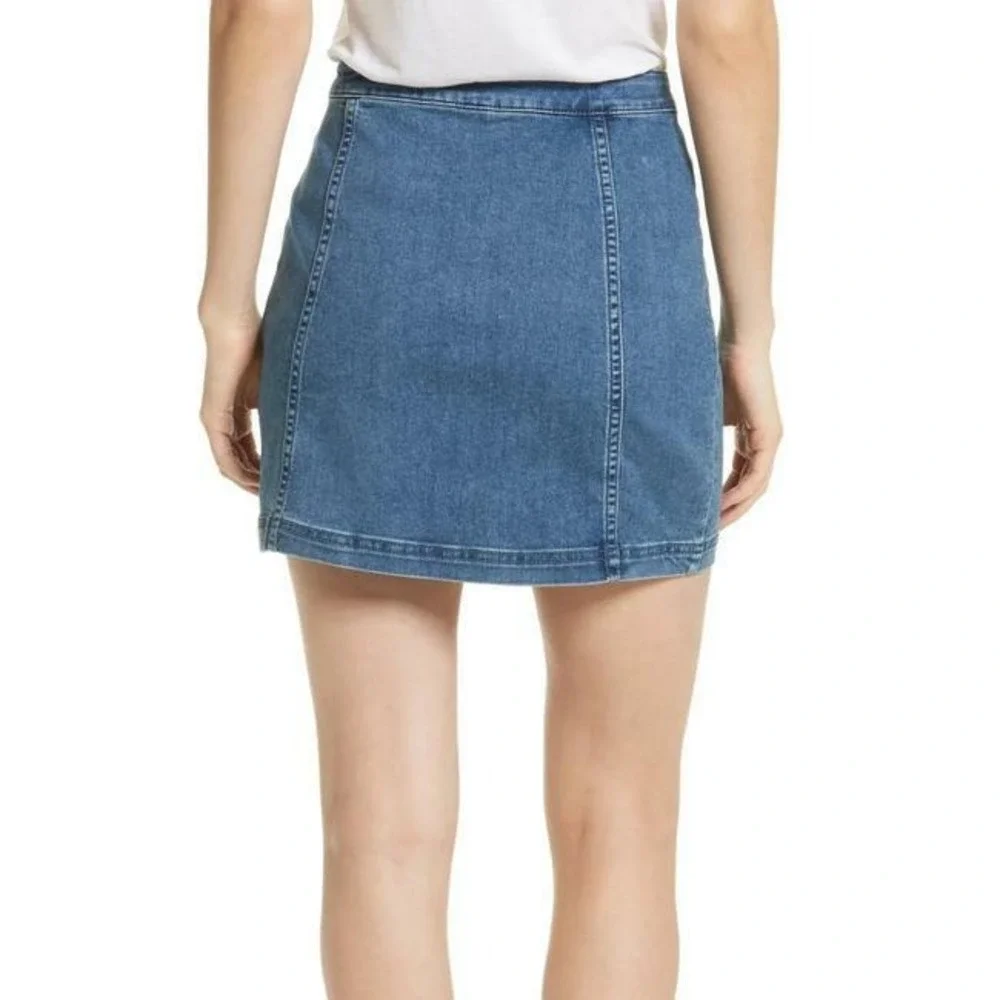 Free People Daisy Denim Wrap‎ Skirt 6 Indie Boho Y2K Mini 90s Inspired Festival